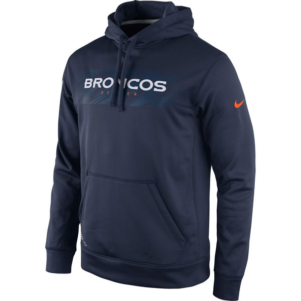 Men Denver Broncos Nike KO Speed Wordmark Performance Hoodie Navy Blue